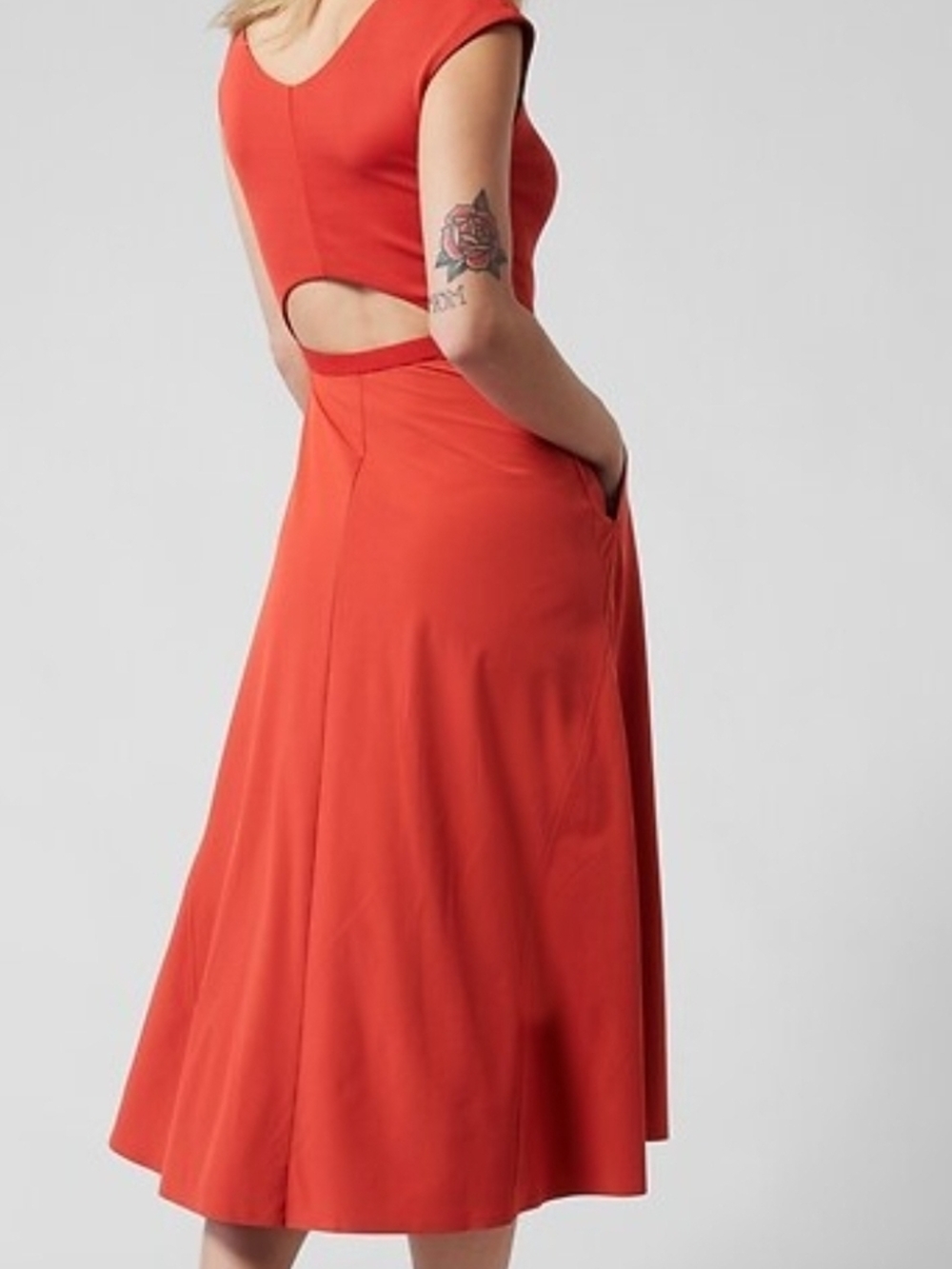 Athleta Ryder A-Line Midi Dress In Current Red - Picture 2 of 9